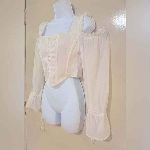 White Corset Top Long Sleeve - Picture 3 of 7